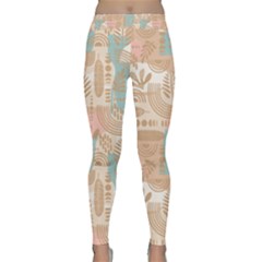 Off White Minimal Art Classic Yoga Leggings by designsbymallika
