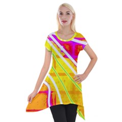 Pop Art Neon Wall Short Sleeve Side Drop Tunic by essentialimage365