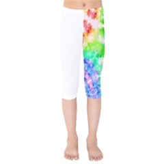 Tie Die Look Rainbow Pattern Kids  Capri Leggings  by myblueskye777