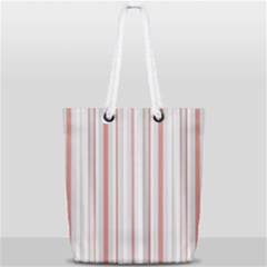 Salmon And Grey Linear Design Full Print Rope Handle Tote (small) by dflcprintsclothing