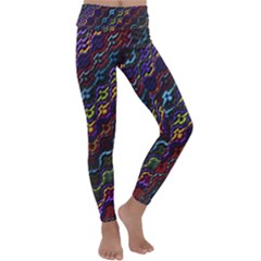 Dark Multicolored Mosaic Pattern Kids  Lightweight Velour Classic Yoga Leggings by dflcprintsclothing