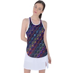 Dark Multicolored Mosaic Pattern Racer Back Mesh Tank Top by dflcprintsclothing