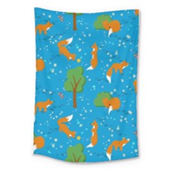 Red Fox In The Forest Large Tapestry by SychEva