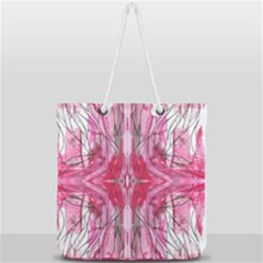 Magenta Marbling Symmetry Full Print Rope Handle Tote (large) by kaleidomarblingart
