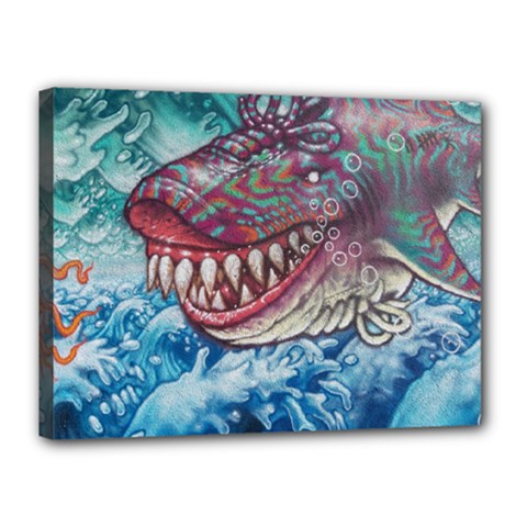 Wth Shark Canvas 16  X 12  (stretched)