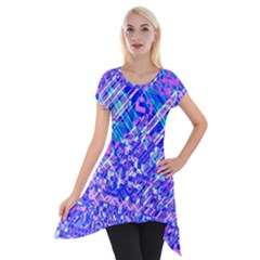 Root Humanity Bar And Qr Code Combo In Purple And Blue Short Sleeve Side Drop Tunic by WetdryvacsLair