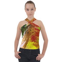 Fraction Space 3 Cross Neck Velour Top by PatternFactory