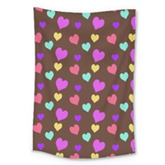 Colorfull Hearts On Choclate Large Tapestry by Daria3107