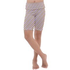 Soft Pattern Rose Kids  Lightweight Velour Cropped Yoga Leggings by PatternFactory