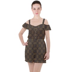 Art Deco Vector Pattern Ruffle Cut Out Chiffon Playsuit by webstylecreations