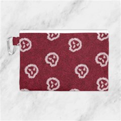 White Skulls On Red Shiny Background Canvas Cosmetic Bag (large) by SychEva