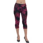 Red Abstraction Lightweight Velour Capri Leggings 
