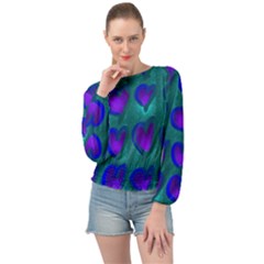 Purple Hearts Banded Bottom Chiffon Top
