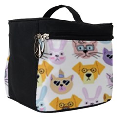 Funny Animal Faces With Glasses On A White Background Make Up Travel Bag (small) by SychEva