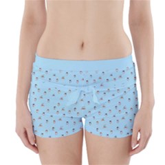 Cute Kawaii Dogs Pattern At Sky Blue Boyleg Bikini Wrap Bottoms by Casemiro