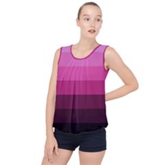 Pink Gradient Stripes Bubble Hem Chiffon Tank Top by Dazzleway
