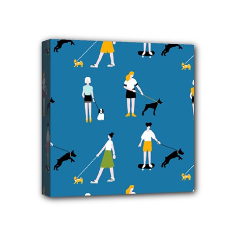 Girls Walk With Their Dogs Mini Canvas 4  X 4  (stretched) by SychEva
