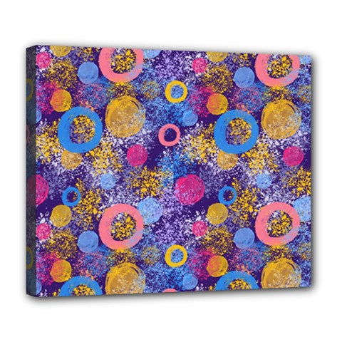 Multicolored Splashes And Watercolor Circles On A Dark Background Deluxe Canvas 24  X 20  (stretched) by SychEva