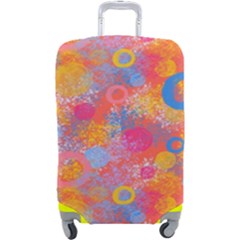 Multicolored Splashes And Watercolor Circles On A Dark Background Luggage Cover (large) by SychEva