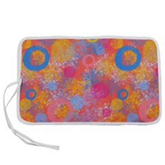 Multicolored Splashes And Watercolor Circles On A Dark Background Pen Storage Case (m) by SychEva