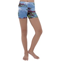 Mountain-mount-landscape-japanese Kids  Lightweight Velour Yoga Shorts by Sudhe