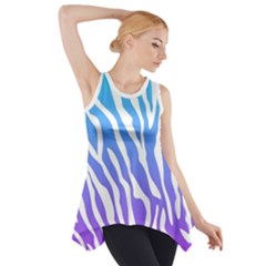 White Tiger Purple & Blue Animal Fur Print Stripes Side Drop Tank Tunic by Casemiro