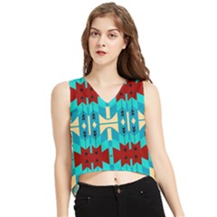 Shapes Rows V-neck Cropped Tank Top by LalyLauraFLM