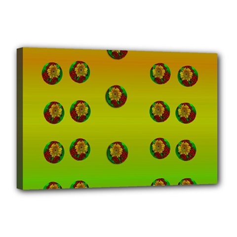 Sun Flowers For Iconic Pleasure In Pumpkin Time Canvas 18  X 12  (stretched) by pepitasart