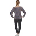 Yellow Circles On A Purple Background Off Shoulder Long Sleeve Velour Top View2