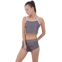 Yellow Circles On A Purple Background Summer Cropped Co-ord Set by SychEva