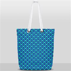 Blue Circles On A Dark Blue Background Full Print Rope Handle Tote (small) by SychEva