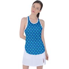 Blue Circles On A Dark Blue Background Racer Back Mesh Tank Top by SychEva