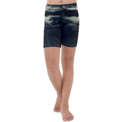 Dark Night Landscape Scene Kids  Lightweight Velour Capri Yoga Leggings by dflcprintsclothing