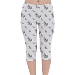 Grey Unicorn Sketchy Style Motif Drawing Pattern Velvet Capri Leggings  by dflcprintsclothing