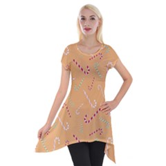 Sweet Christmas Candy Short Sleeve Side Drop Tunic by SychEva