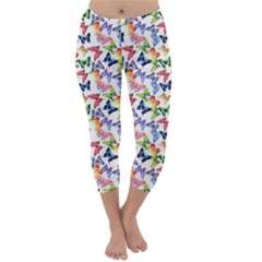 Multicolored Butterflies Capri Winter Leggings  by SychEva