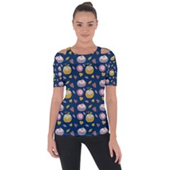 Autumn Pumpkins Shoulder Cut Out Short Sleeve Top by SychEva