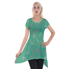 Sweet Christmas Candy Short Sleeve Side Drop Tunic by SychEva