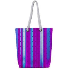 Warped Stripy Dots Full Print Rope Handle Tote (small) by essentialimage365