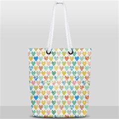 Multicolored Hearts Full Print Rope Handle Tote (small) by SychEva