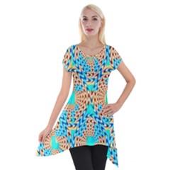Illusion Waves Pattern Short Sleeve Side Drop Tunic by Sparkle