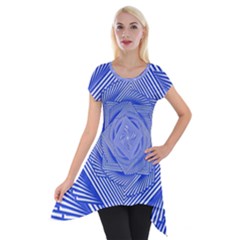 Illusion Waves Pattern Short Sleeve Side Drop Tunic by Sparkle