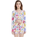 Abstract Multicolored Shapes Velvet Wrap Crop Top and Shorts Set View1