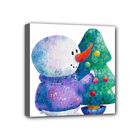 Snowman Mini Canvas 4  X 4  (stretched) by SychEva