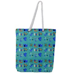 Green 50s Pattern Full Print Rope Handle Tote (large) by NerdySparkleGoth
