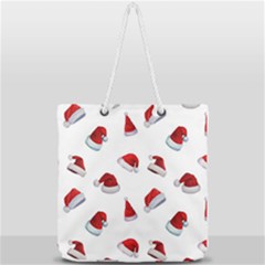 Red Christmas Hats Full Print Rope Handle Tote (large) by SychEva