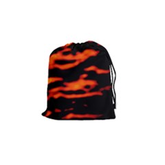 Red  Waves Abstract Series No12 Drawstring Pouch (small) by DimitriosArt