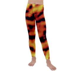 Red  Waves Abstract Series No5 Kids  Lightweight Velour Leggings by DimitriosArt