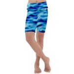 Blue Waves Abstract Series No4 Kids  Lightweight Velour Cropped Yoga Leggings