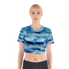 Blue Waves Abstract Series No5 Cotton Crop Top by DimitriosArt